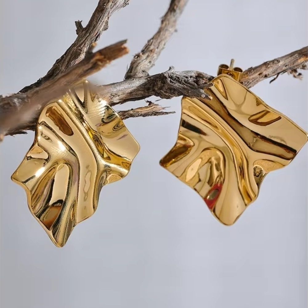 Gold Statement Earrings - Picture 3 of 6
